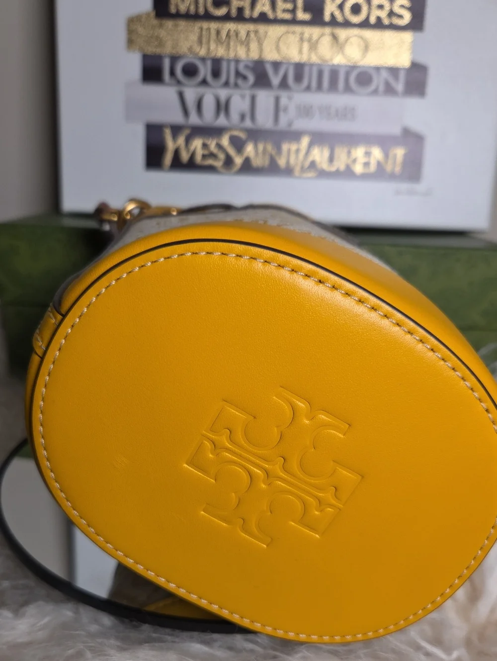 Tory Burch NWOTs Monogram Jacquad Mini Bucket Bag